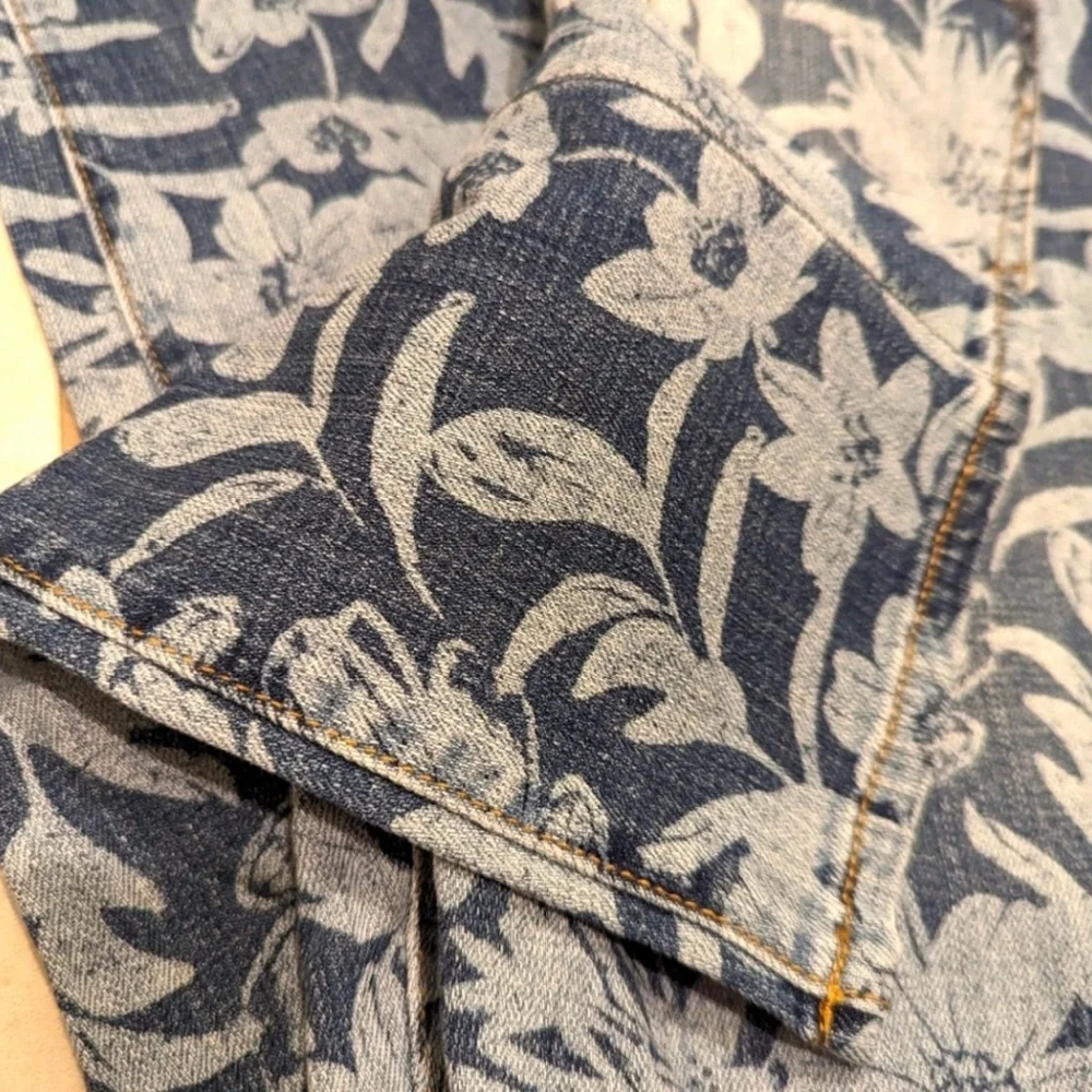 Pilcro Blue floral print Straight Leg Jeans Retro Wash Anthropologie - Picture 10 of 11